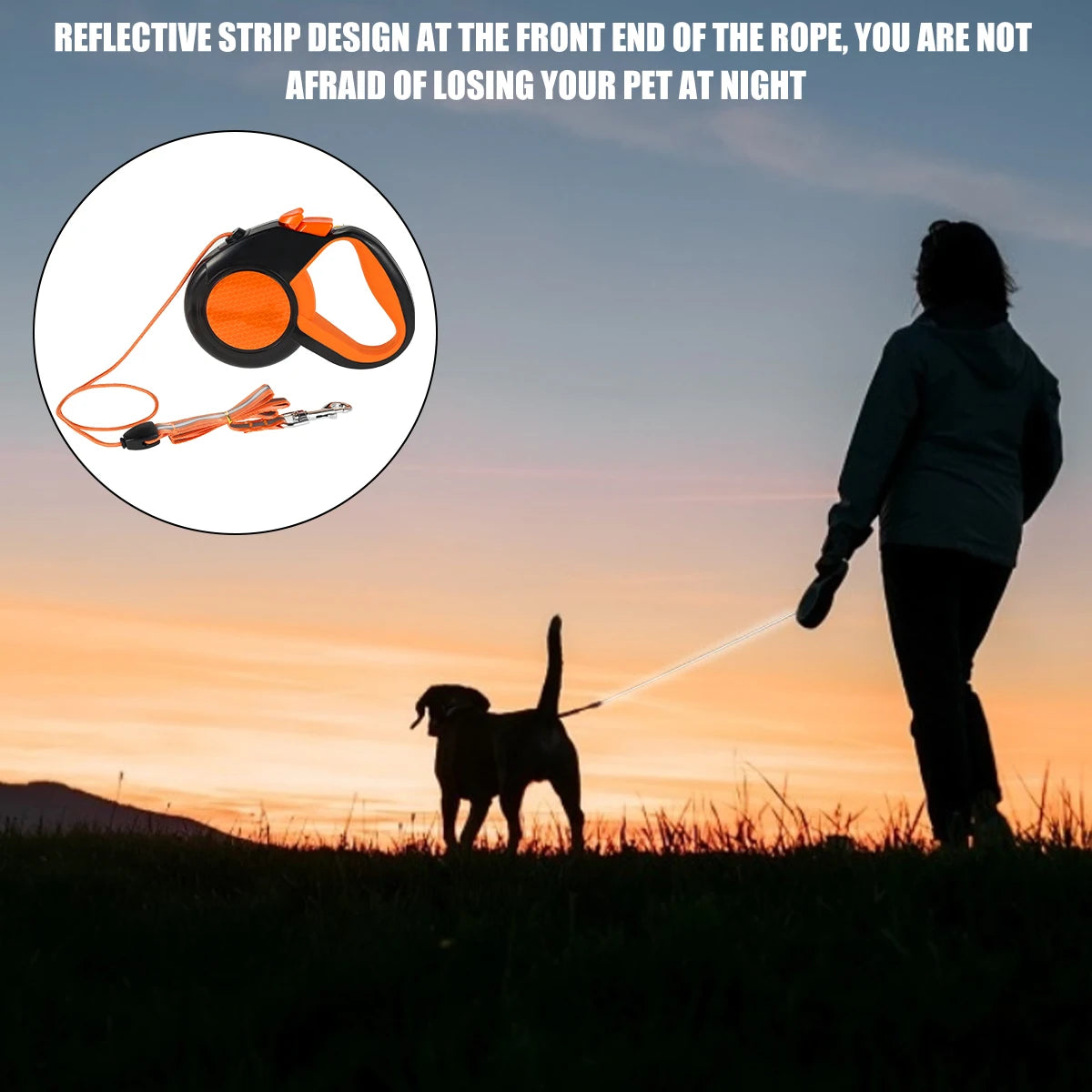 Retractable Dog Lead Heavy Duty Leash With Reflective Tape