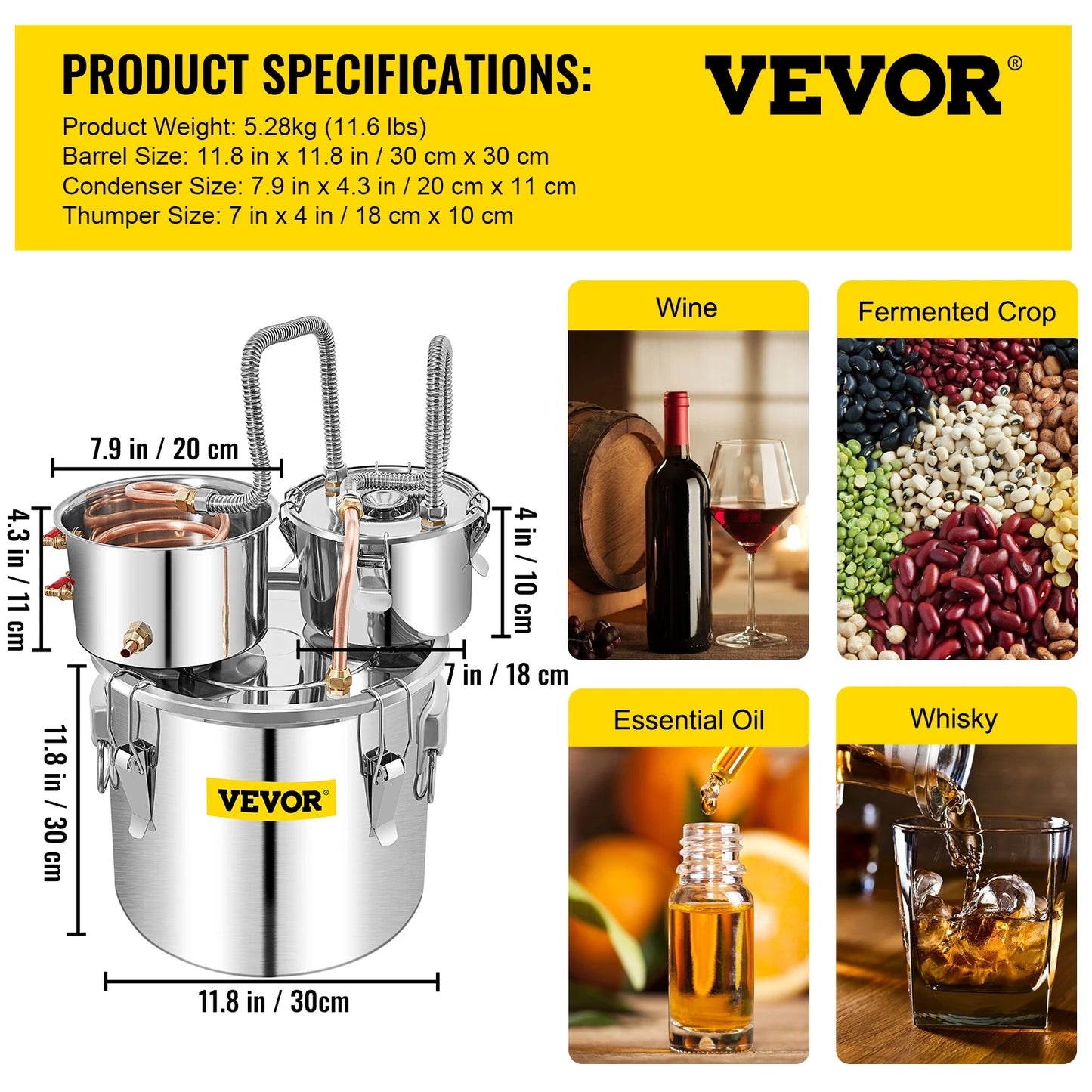 SucceBuy Alcohol Distiller Moonshine Stainless Steel Still