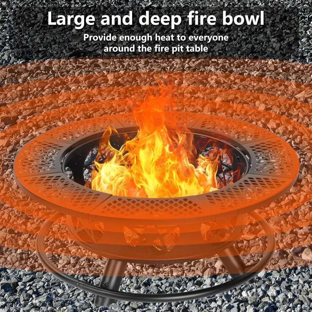 XMSJ 3-In-1 Fire Pit With Grills And Tabletop Outdoor Living