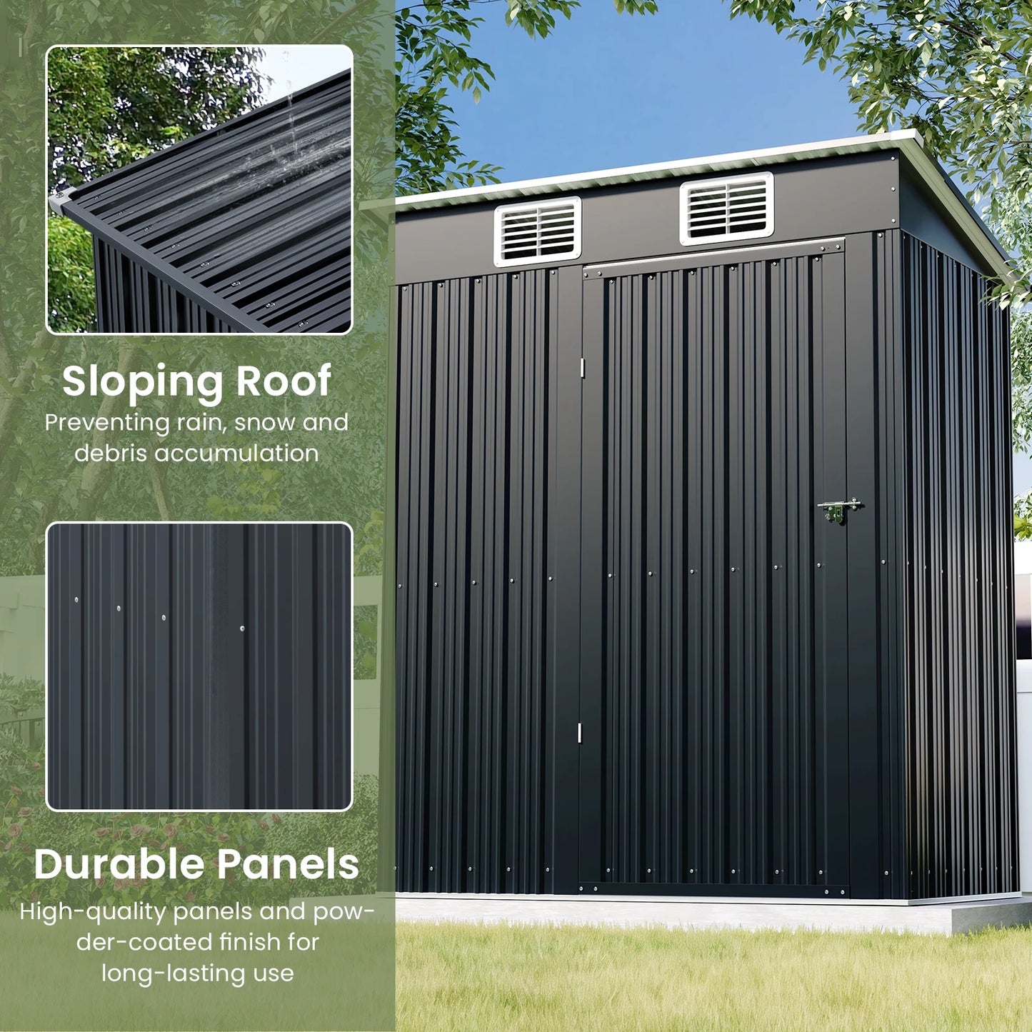 MORNGARDO Outdoor Metal Storage Shed Waterproof With Lockable Door