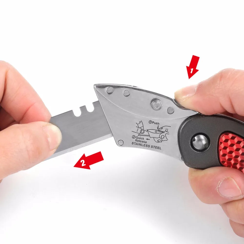 WORKPRO Folding Utility Knife With Aluminum Handle And 10 Blades