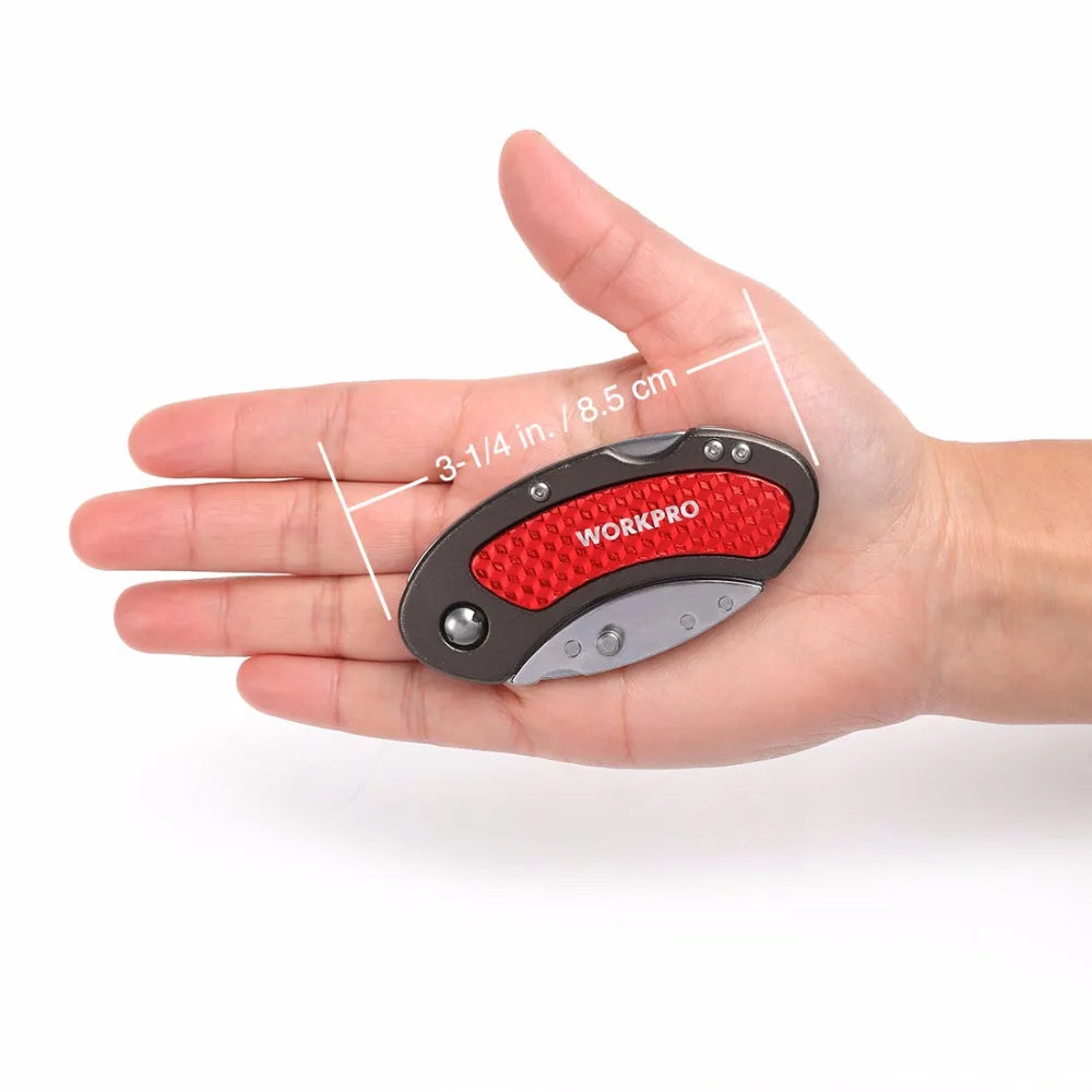 WORKPRO Folding Utility Knife With Aluminum Handle And 10 Blades