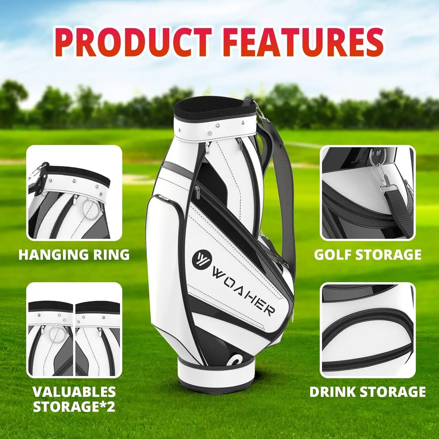 Woaher Golf Bag Multi-Function Waterproof Anti-collision Golf Bags Large Capacity Travel Bags