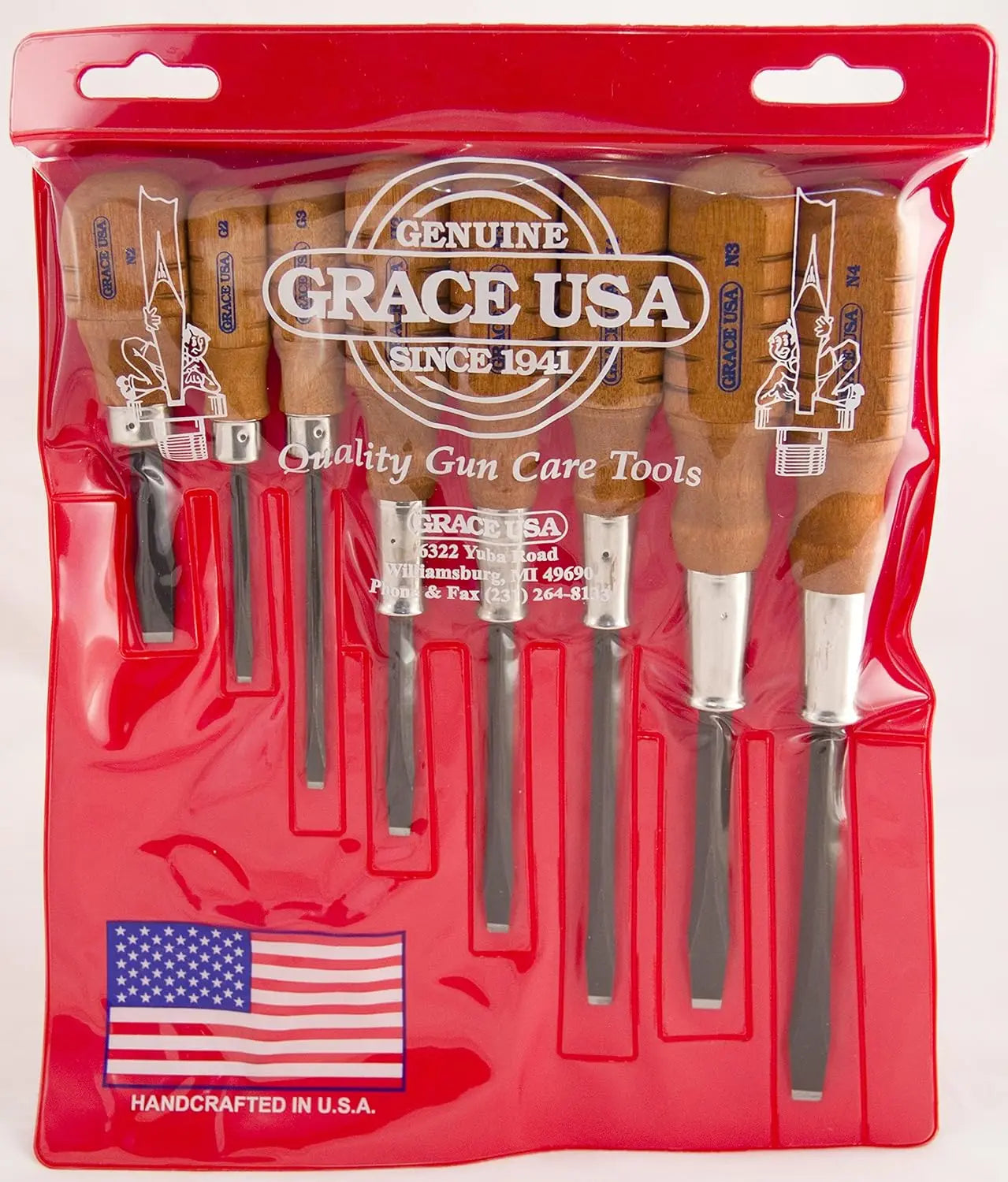 Professional Gun Care Screwdriver Set, 8-Piece Tools for Gunsmithing & Woodworking, Made in USA