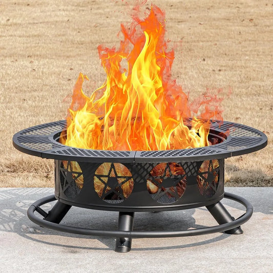 XMSJ 3-In-1 Fire Pit With Grills And Tabletop Outdoor Living