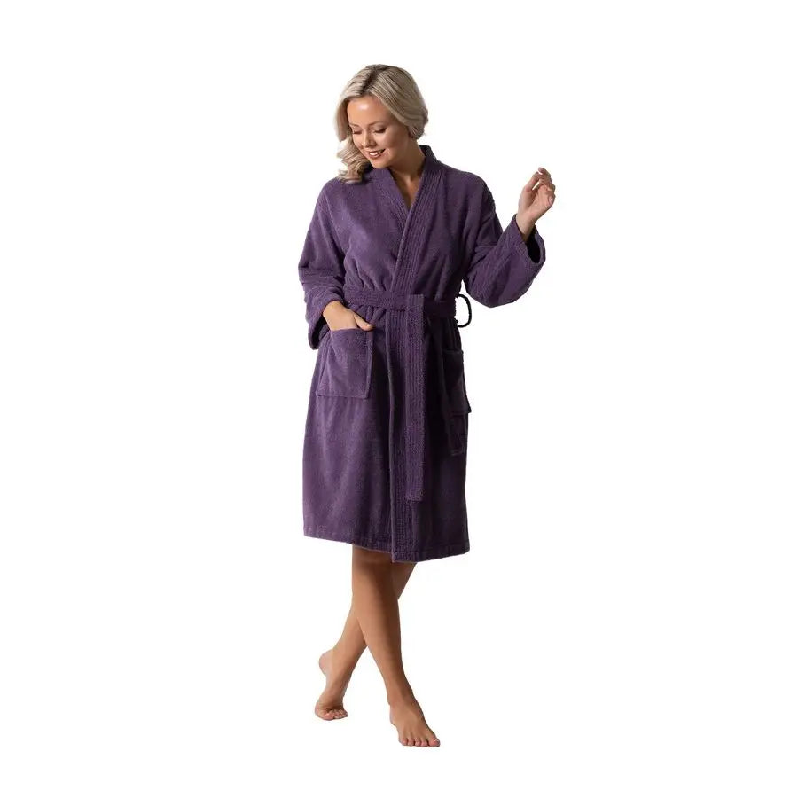 Turkish Cotton Terry Kimono Collar Bathrobe For Women Absorbent Soft