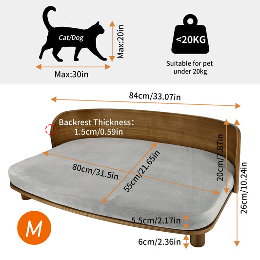 BINGOPAW Elevated Cat Bed Wooden Indoor Cat Sofa