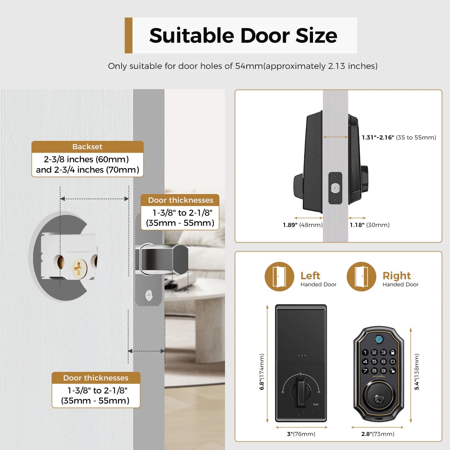 Arpha D280 Keyless Entry Door Lock 5-In-1 Fingerprint