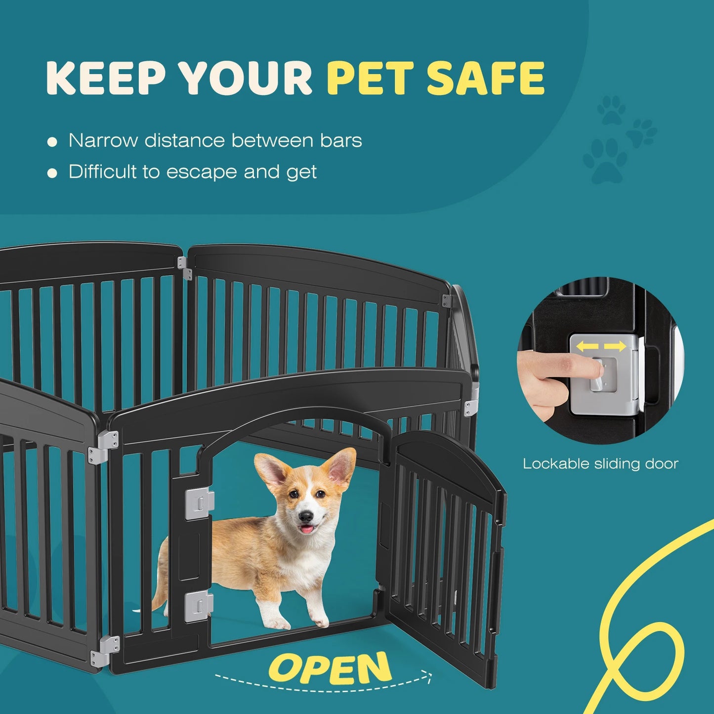 JHK Plastic Dog Playpen 6 Panel Indoor Outdoor Fence