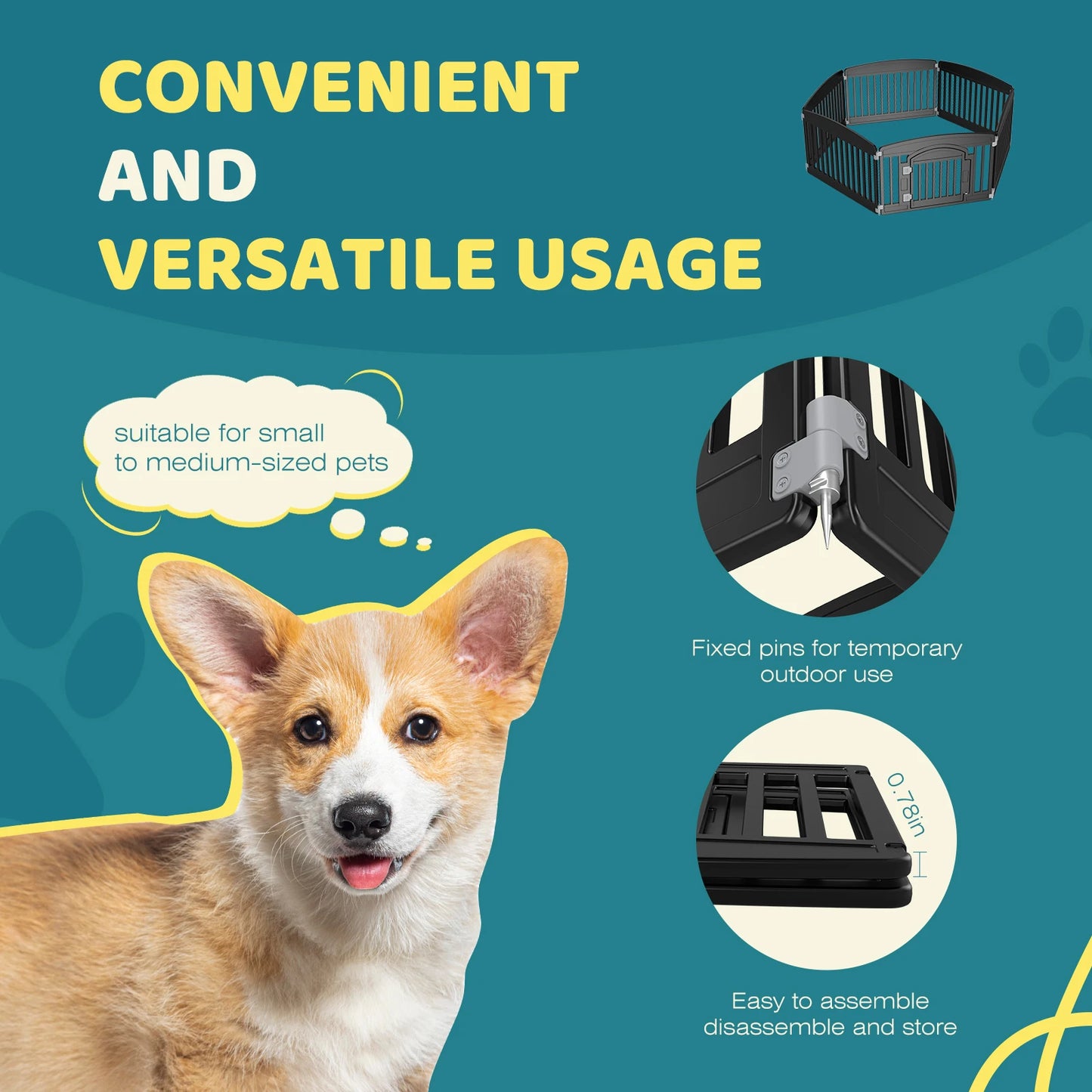 JHK Plastic Dog Playpen 6 Panel Indoor Outdoor Fence