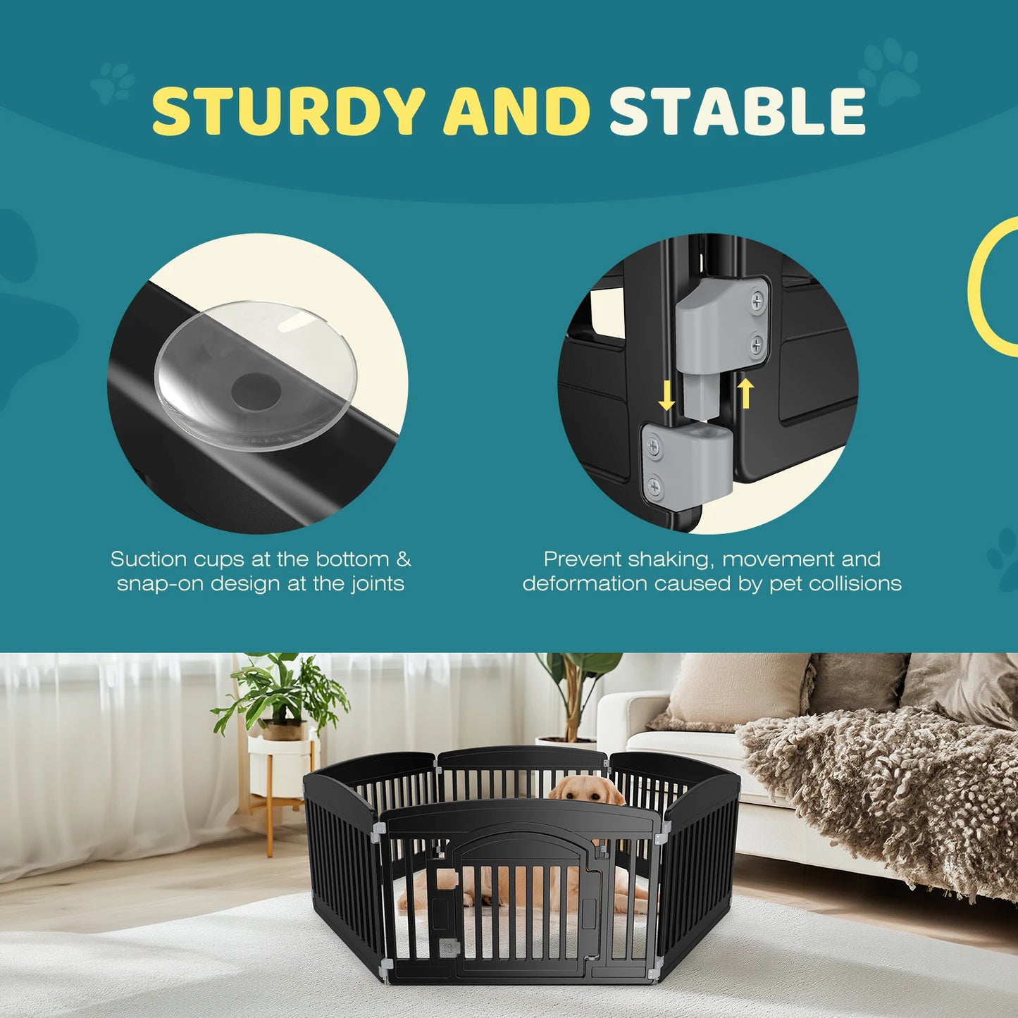 JHK Plastic Dog Playpen 6 Panel Indoor Outdoor Fence