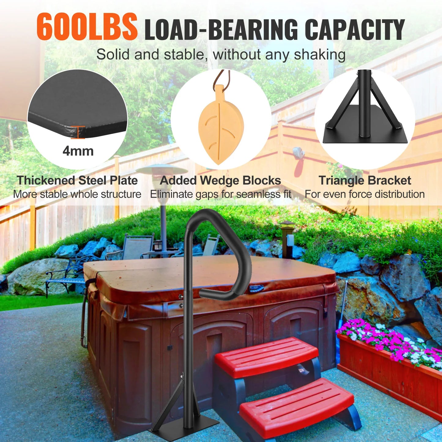 SucceBuy 360 Rotatable Hot Tub Handrail With Adjustable Height Base