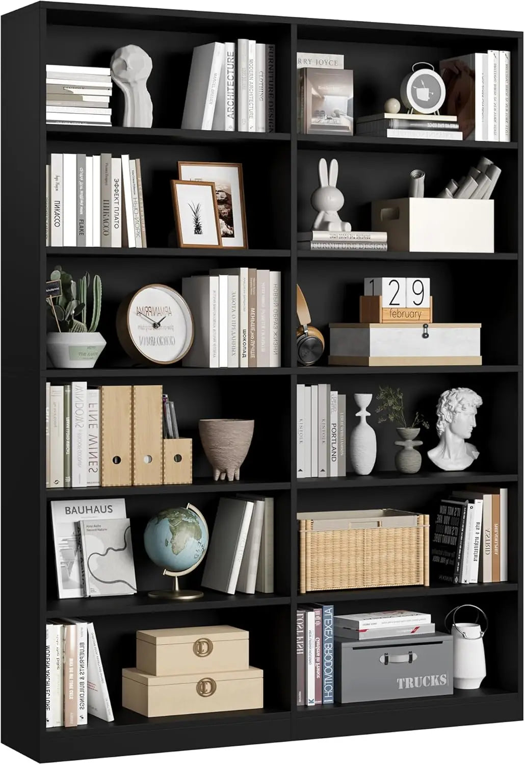 6-Tier Double Wide Bookshelf Bookcase Freestanding Storage