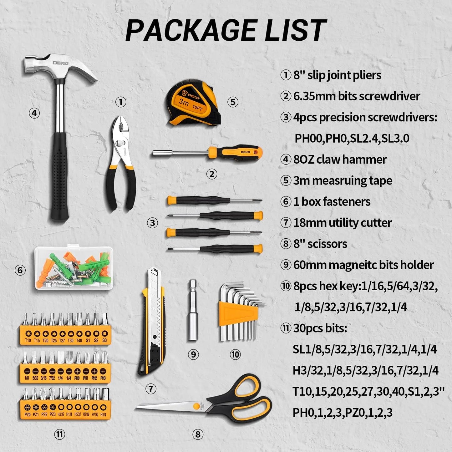 DEKODIY General Household Hand Tool Kit With Storage Case