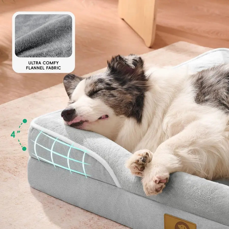 Orthopedic Memory Foam Dog Bed For Pets With Plush Support