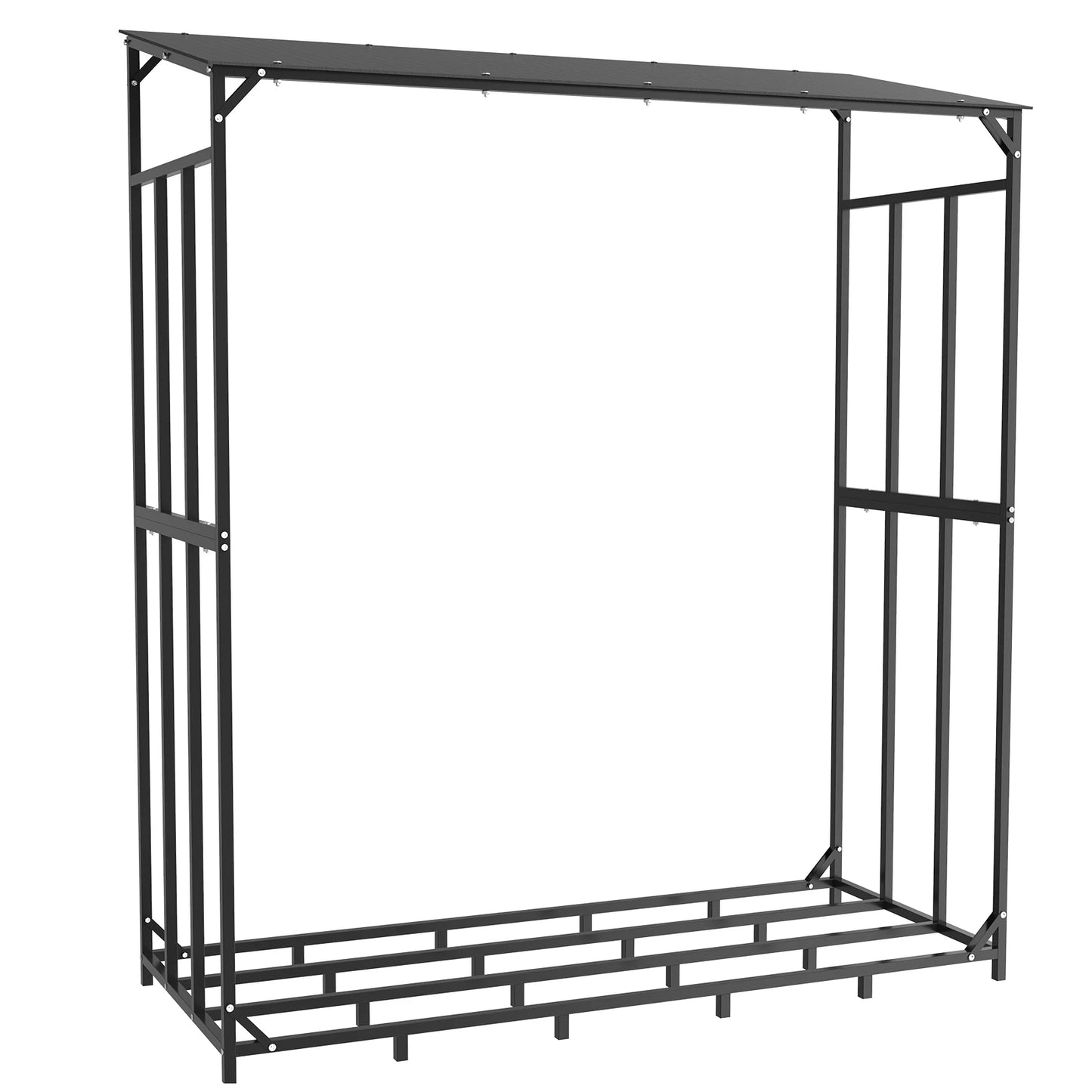 Tall Outdoor Heavy-Duty Firewood Rack With Waterproof Cover