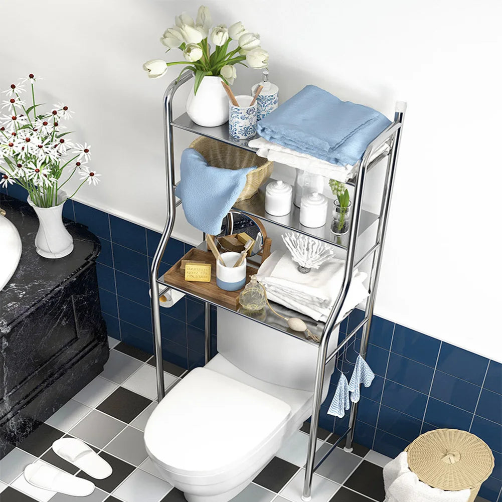 Studyset Over Toilet Storage Shelf Metal Bathroom Organizer With Paper Holder