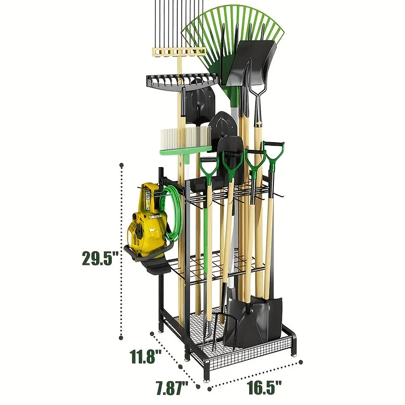 Garden Tool Rack And Patio Tool Tower For Garage Organization