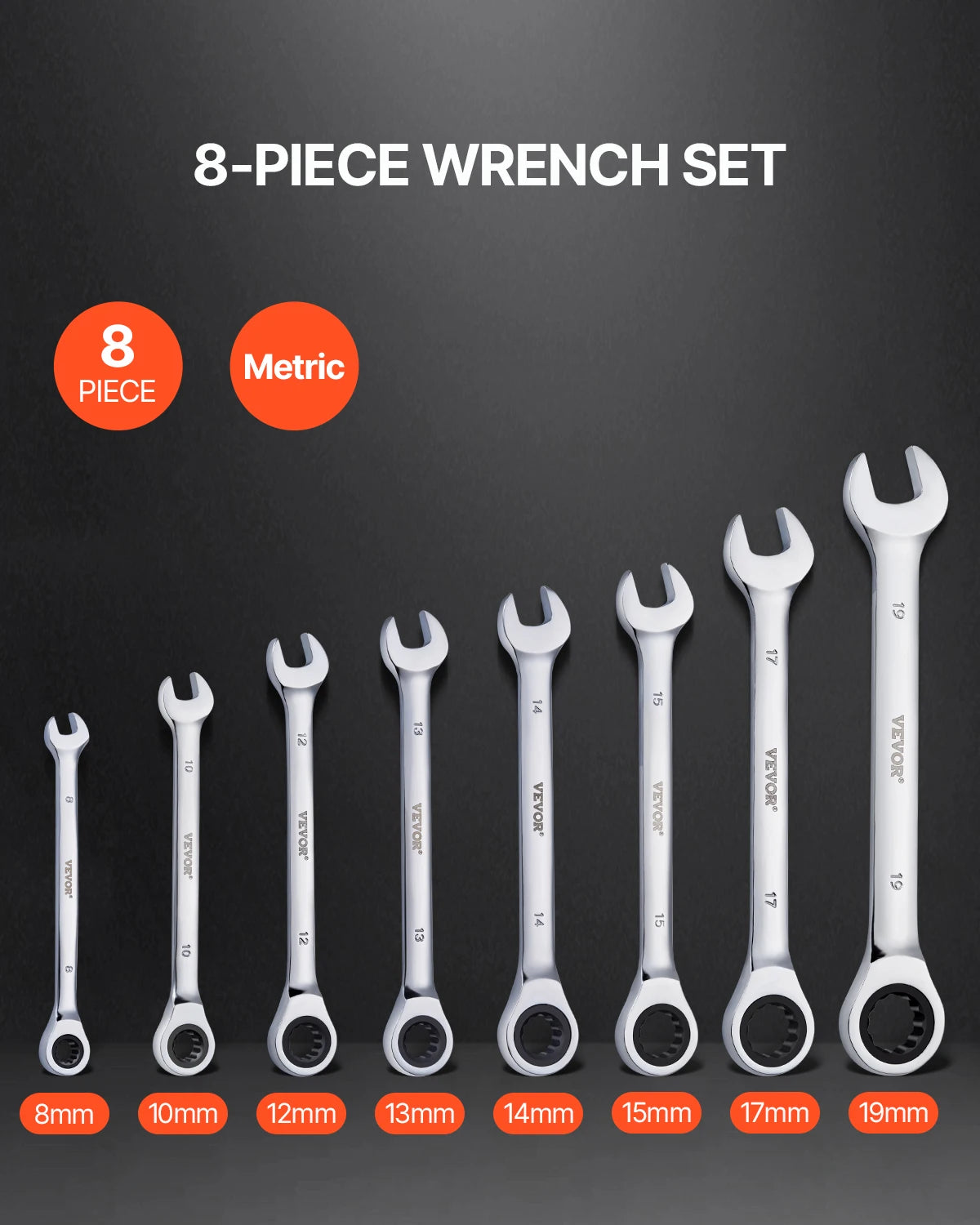 SucceBuy 8/16PCs Combination Wrench Set Ratcheting Wrench Set Organizer RackCr-V Steel Wrench Set Metric  Ideal GeneralHousehold