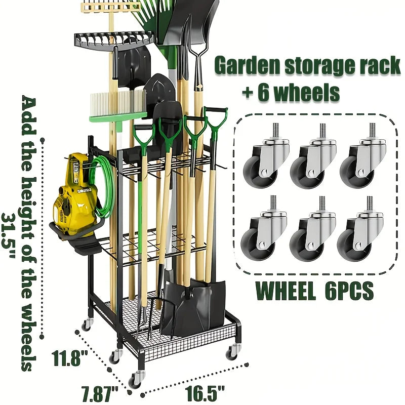 Garden Tool Rack And Patio Tool Tower For Garage Organization