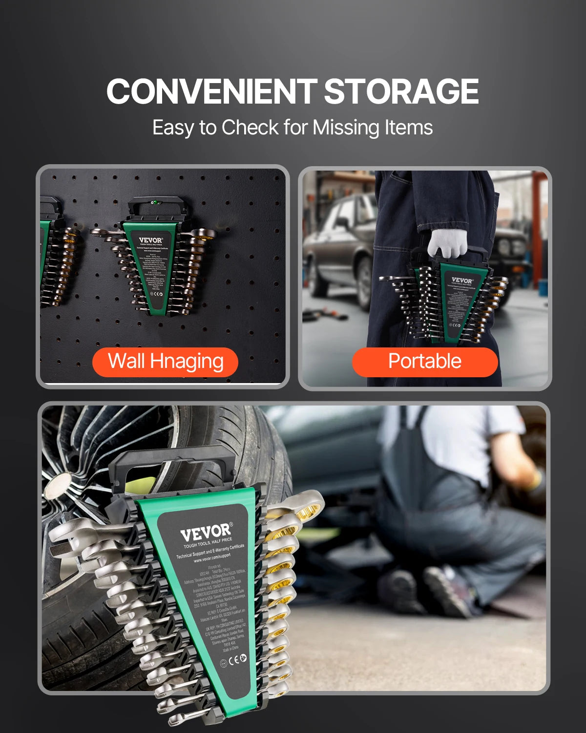 SucceBuy Combination Wrench Set 24/30-Piece Ratcheting Wrench Set with Organizer Rack Cr-V Steel Wrench Set SAE  Metric