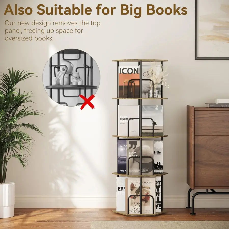 MBVM 4-Tier Rotating Bookshelf Tower