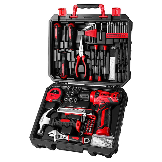DEKOC 8V 126-Piece Cordless Drill And Home Tool Kit Set