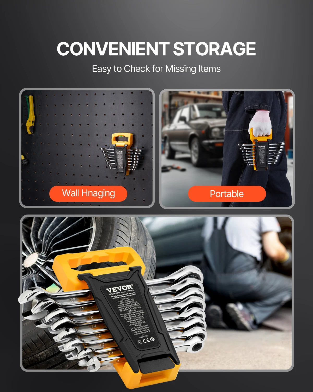 SucceBuy 8/16PCs Combination Wrench Set Ratcheting Wrench Set Organizer RackCr-V Steel Wrench Set Metric  Ideal GeneralHousehold