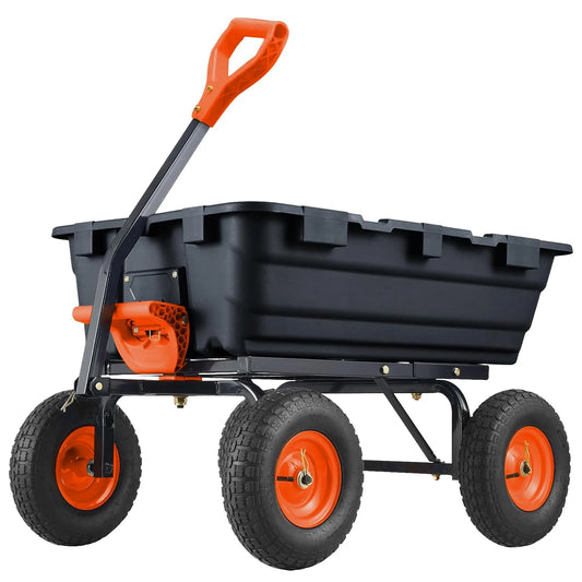 TWISTER.CK 900 Lb Poly Garden Dump Cart All-Terrain Tyres Rotating Handle