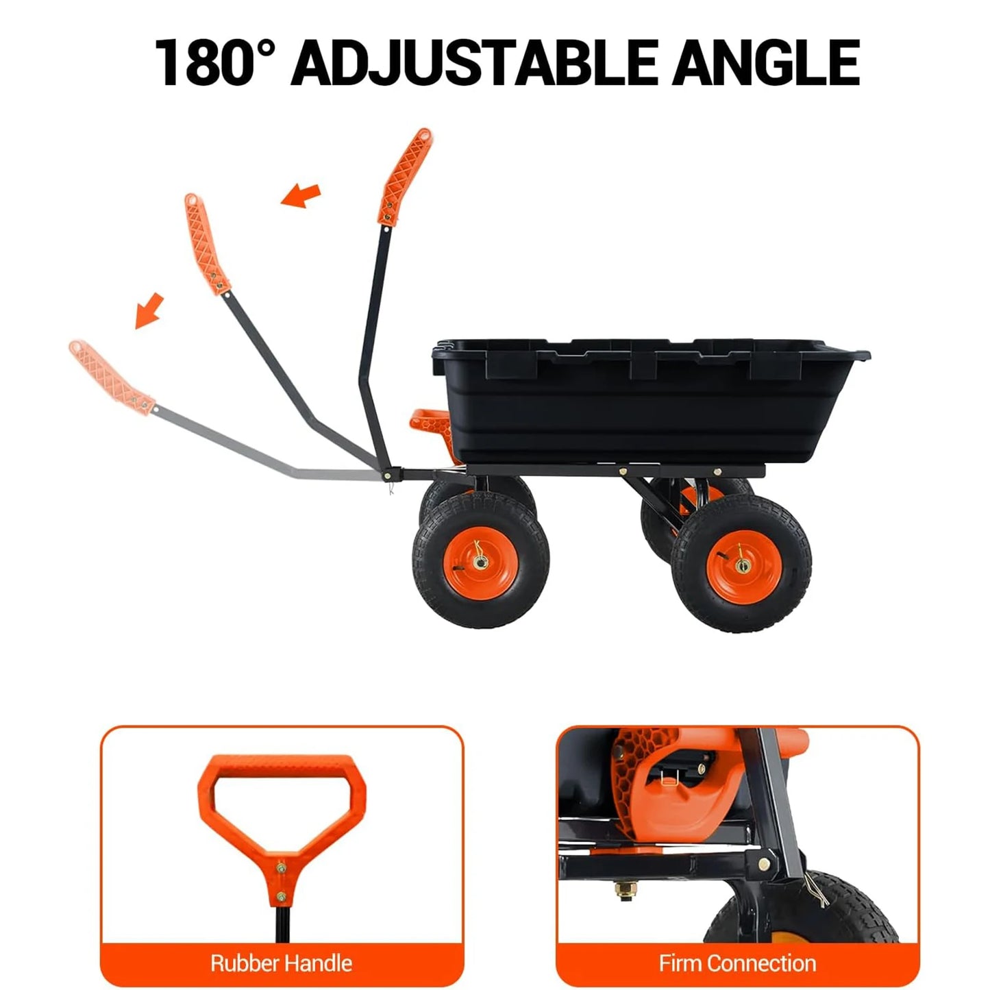 TWISTER.CK 900 Lb Poly Garden Dump Cart All-Terrain Tyres Rotating Handle