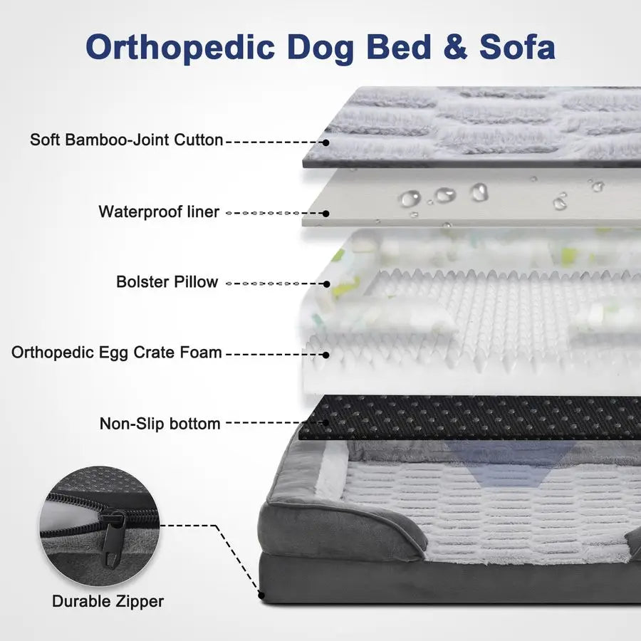 Orthopedic Dog Bed With Egg-Crate Foam Support For Pets