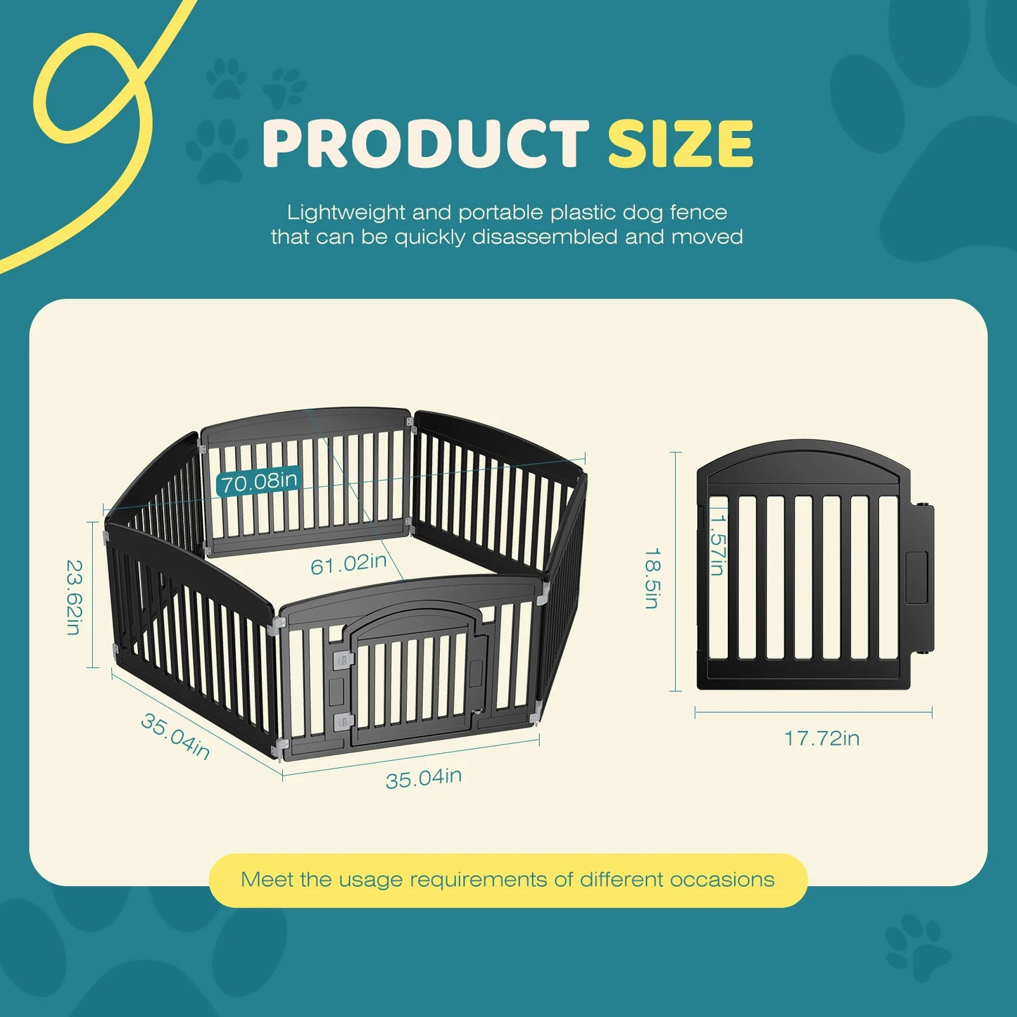 JHK Plastic Dog Playpen 6 Panel Indoor Outdoor Fence