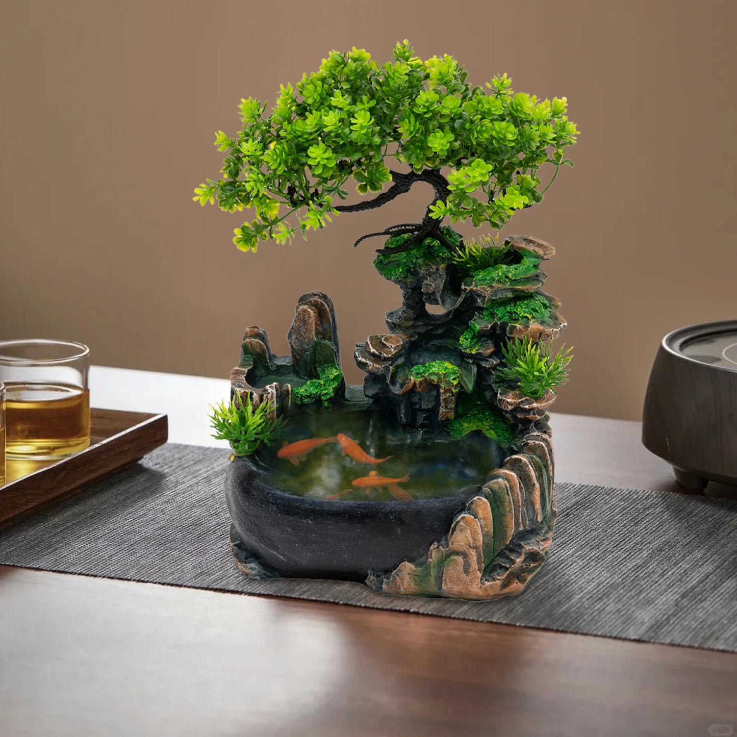 Indoor Tabletop Water Fountain With Atomizer LED Lights Pump