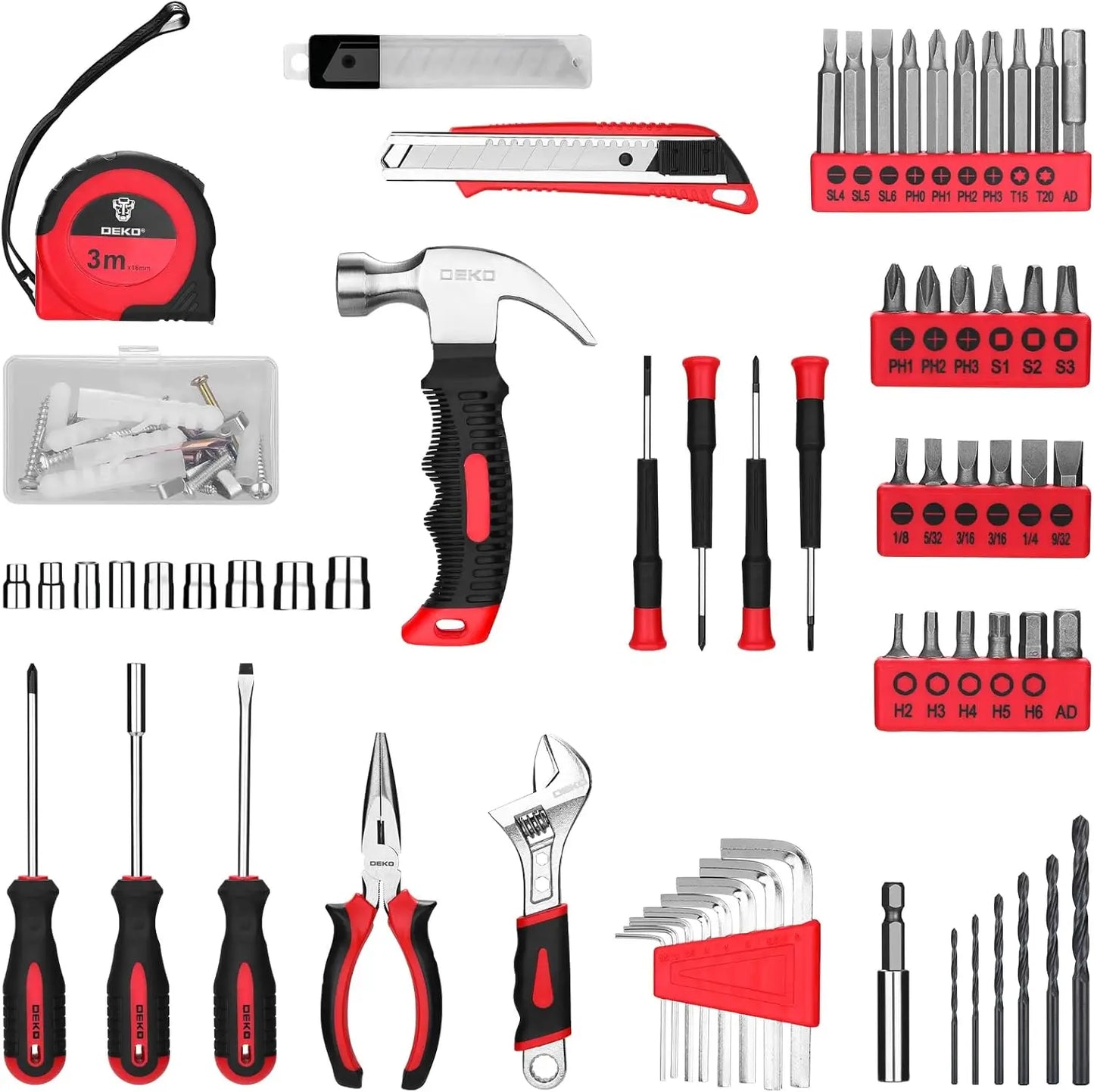 DEKOC 8V 126-Piece Cordless Drill And Home Tool Kit Set