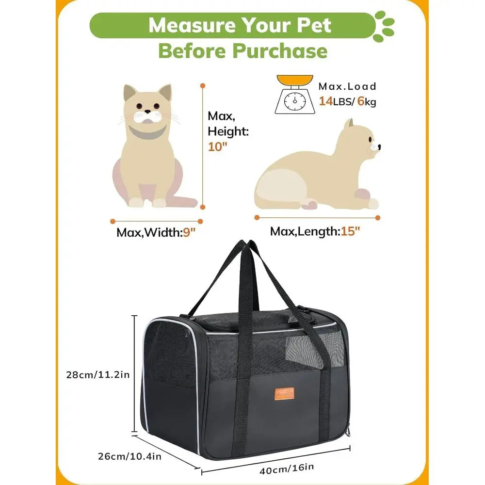 Soft Cat Carrier Portable Pet Carrier For Small To Medium Cats Airline Approved