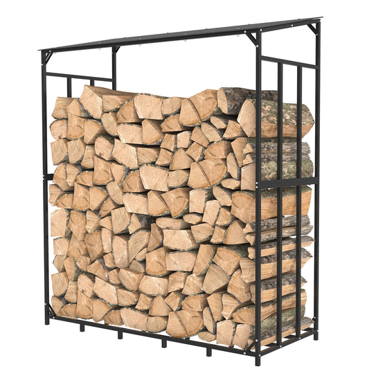 Outdoor Firewood Rack With Cover Heavy Duty Iron Stand