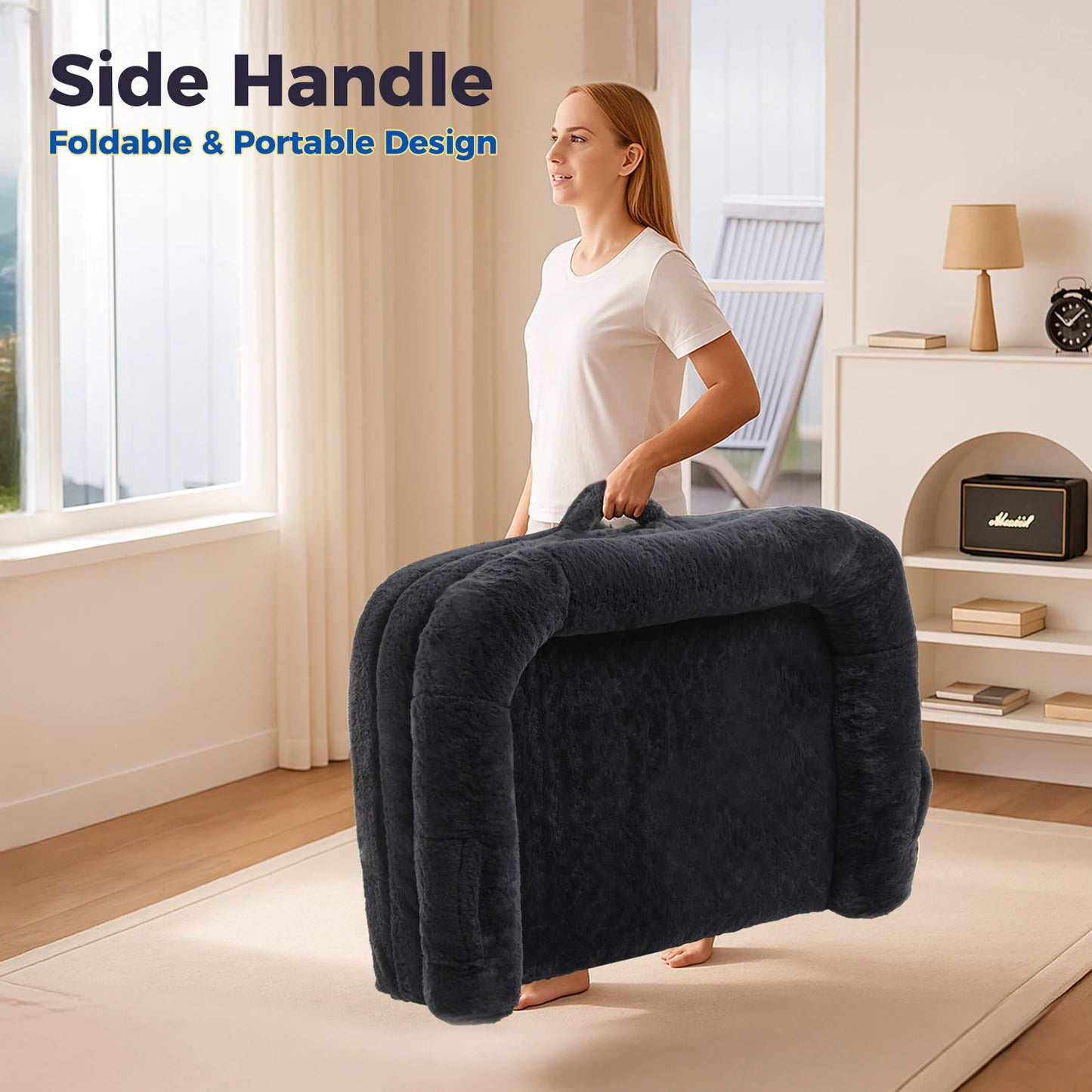 PAWZ Road Foldable Plush Dog Bed With Non Slip Bottom