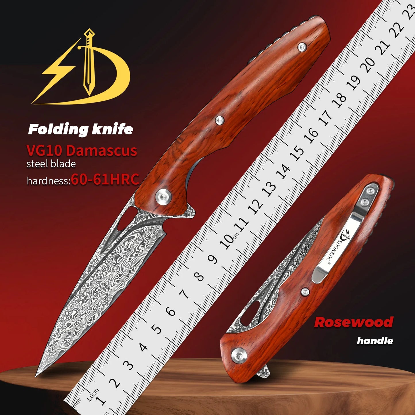 NONEDIY SDOKEDC VG10 Damascus Folding Knife Multitool