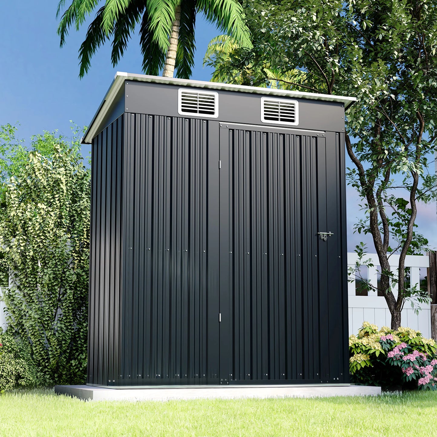MORNGARDO Outdoor Metal Storage Shed Waterproof With Lockable Door