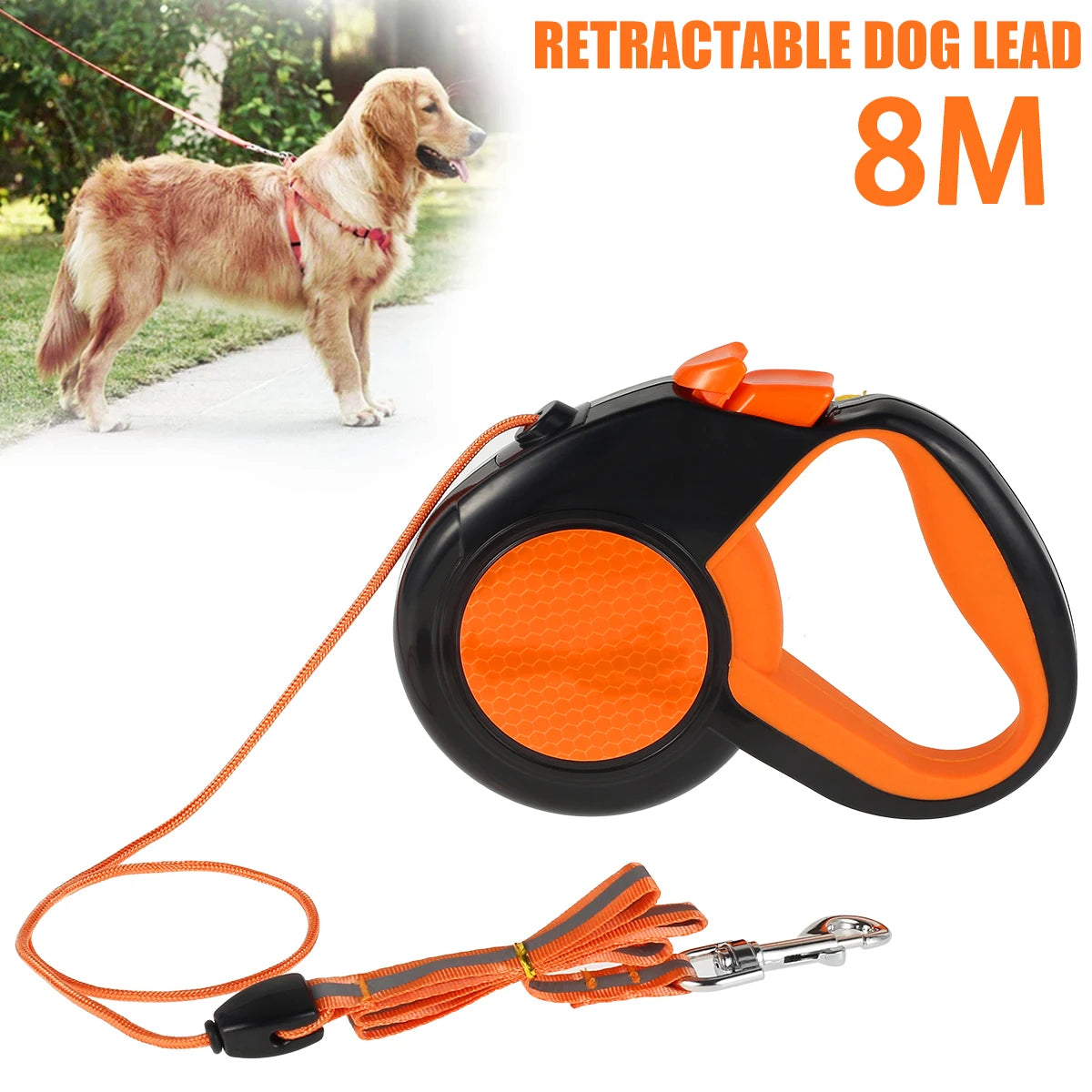 Retractable Dog Lead Heavy Duty Leash With Reflective Tape
