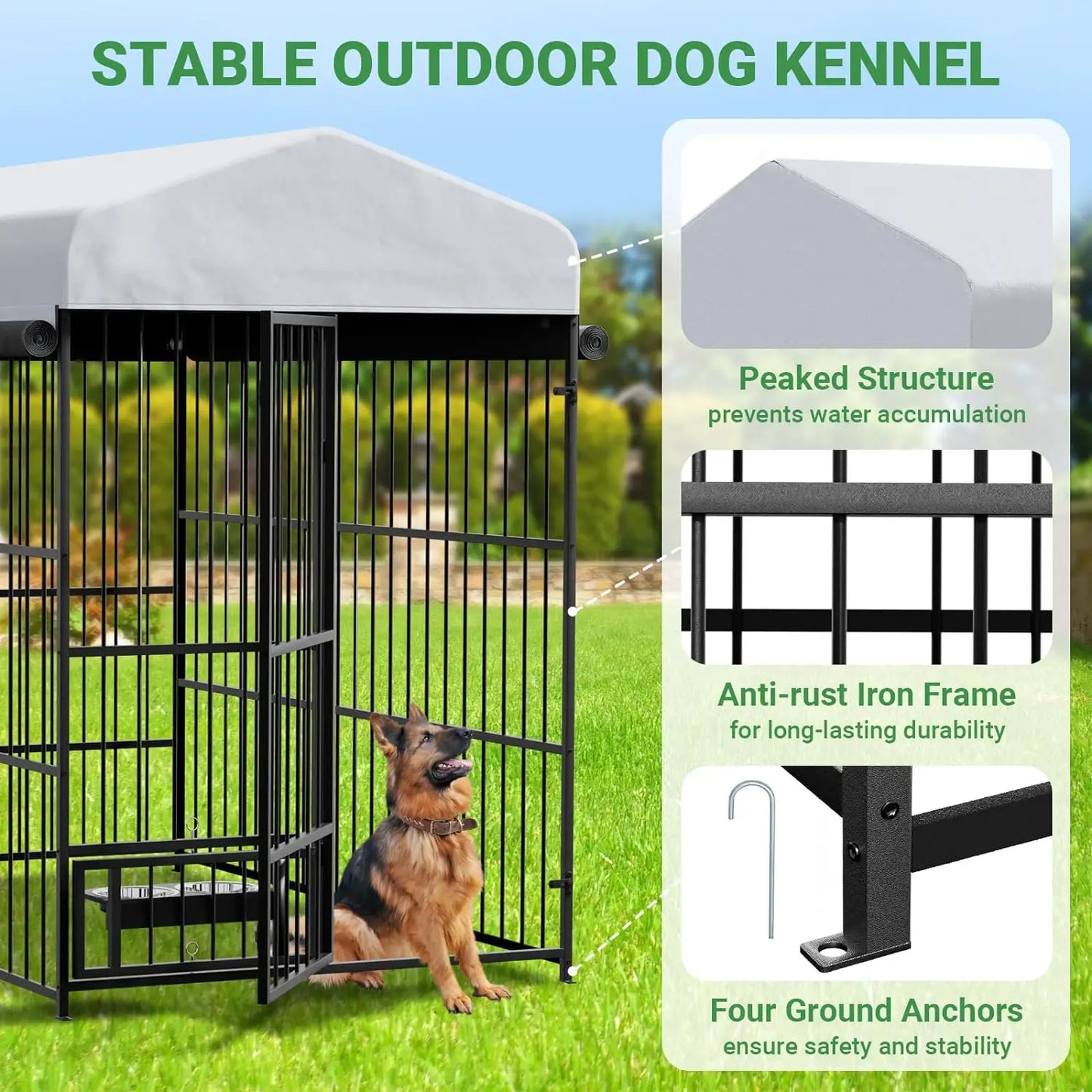TWISTER.CK Heavy-Duty Outdoor Dog Kennel With Roof And Double Lock
