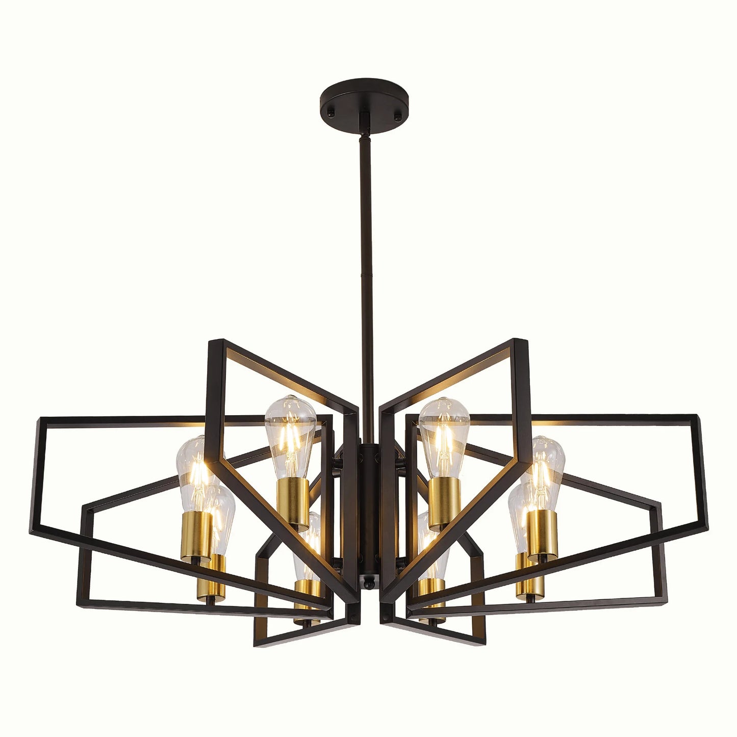 Geometric 8 Light Chandelier With Adjustable Height Iron Frame