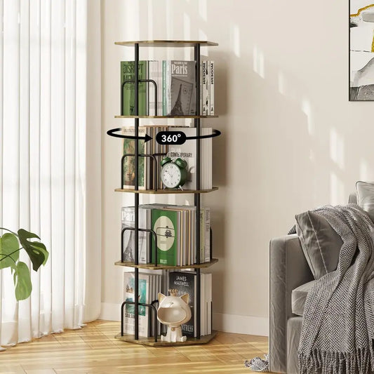 MBVM 4-Tier Rotating Bookshelf Tower