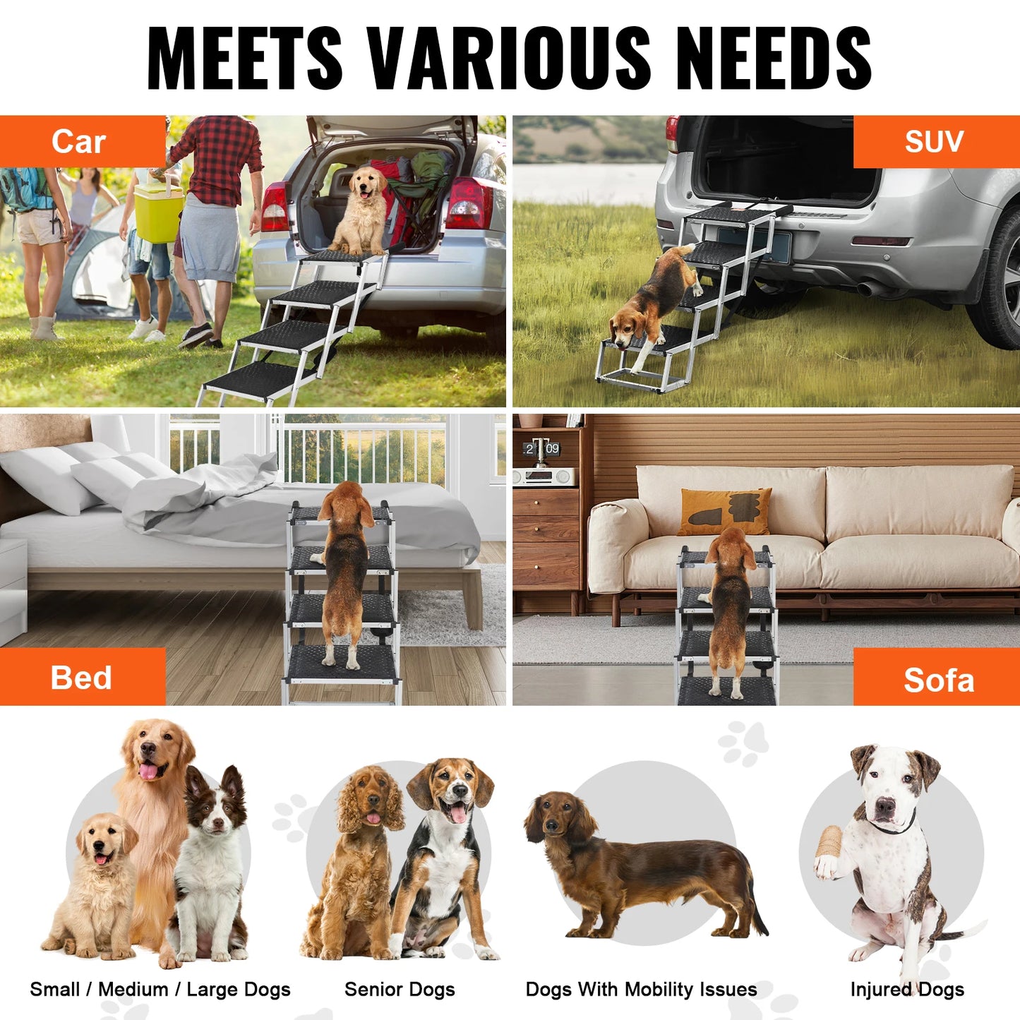 SucceBuy Car Dog Steps Folding Portable Pet Stairs