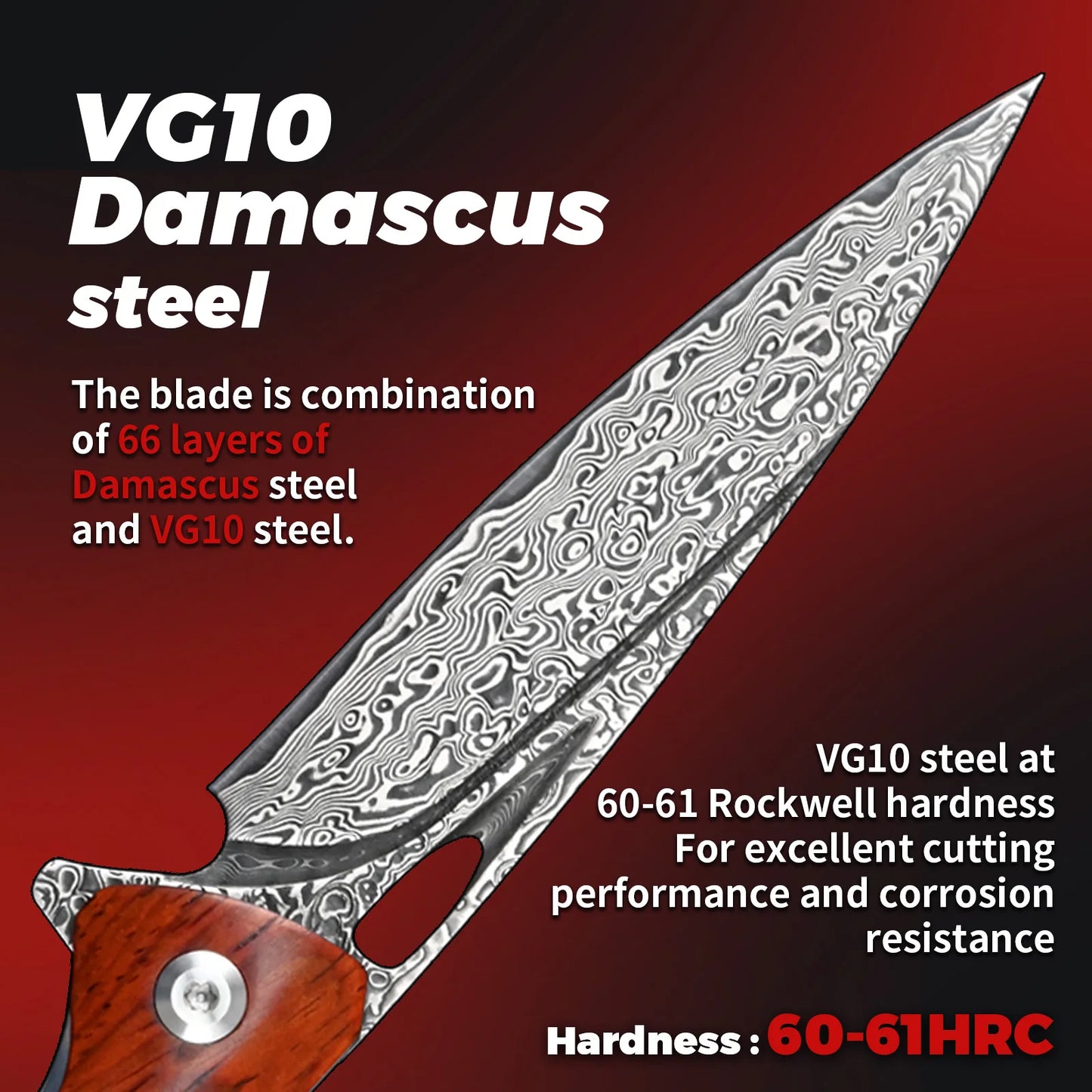 NONEDIY SDOKEDC VG10 Damascus Folding Knife Multitool