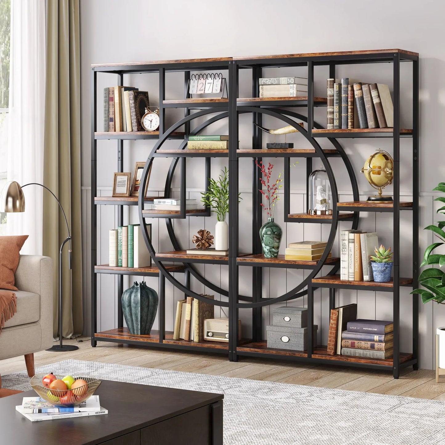 Tribesigns Industrial 5 Tier Etagere Bookcase Freestanding Storage Organizer