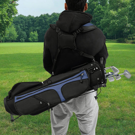 Bymaocar Portable Golf Stand Bag 3 Dividers And 5 Pockets