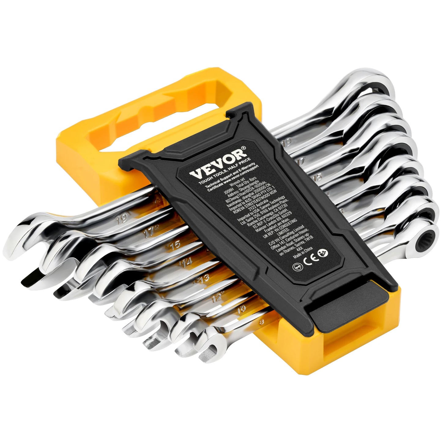 SucceBuy 8/16PCs Combination Wrench Set Ratcheting Wrench Set Organizer RackCr-V Steel Wrench Set Metric  Ideal GeneralHousehold