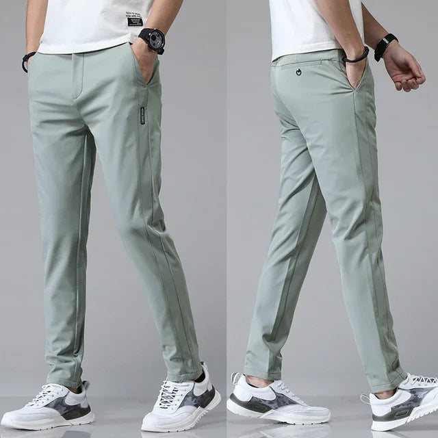 New Spring Summer Ultra-thin Men's Stretch Slim Straight Casual Pants High Quality Fashion Breathable Golf Sports Trousers