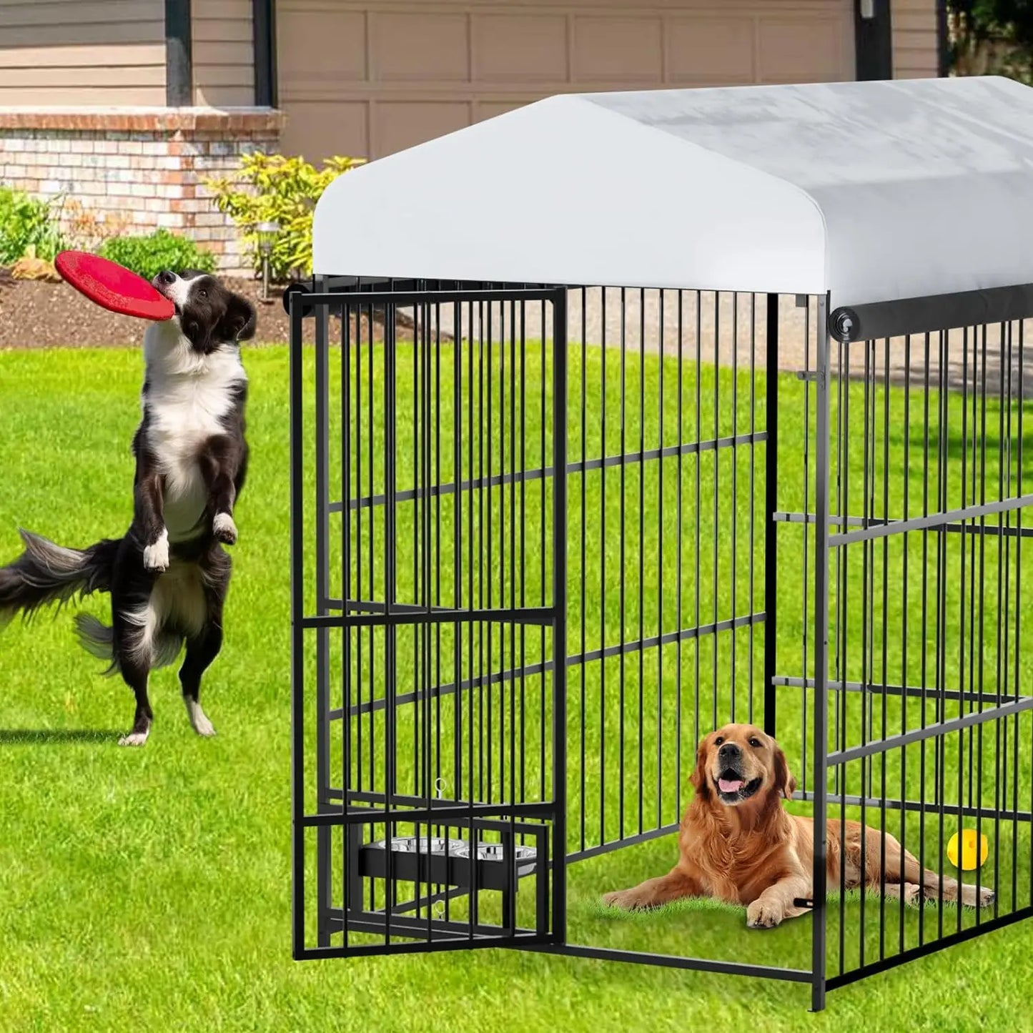 TWISTER.CK Heavy-Duty Outdoor Dog Kennel With Roof And Double Lock